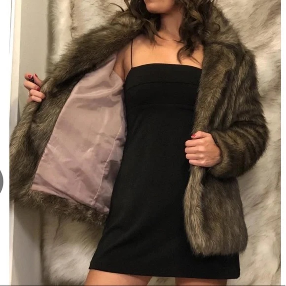 Frenchi Faux Fur Coat Jacket walnut brown women’s small.